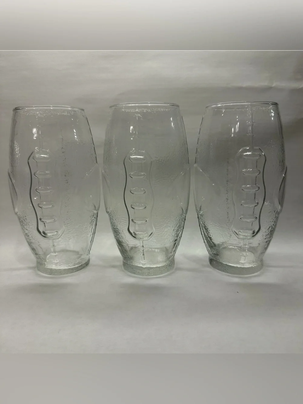 Set of 3 Vintage Libbey Football Glasses 24oz Figural Beer Soda Mug UV Selenium